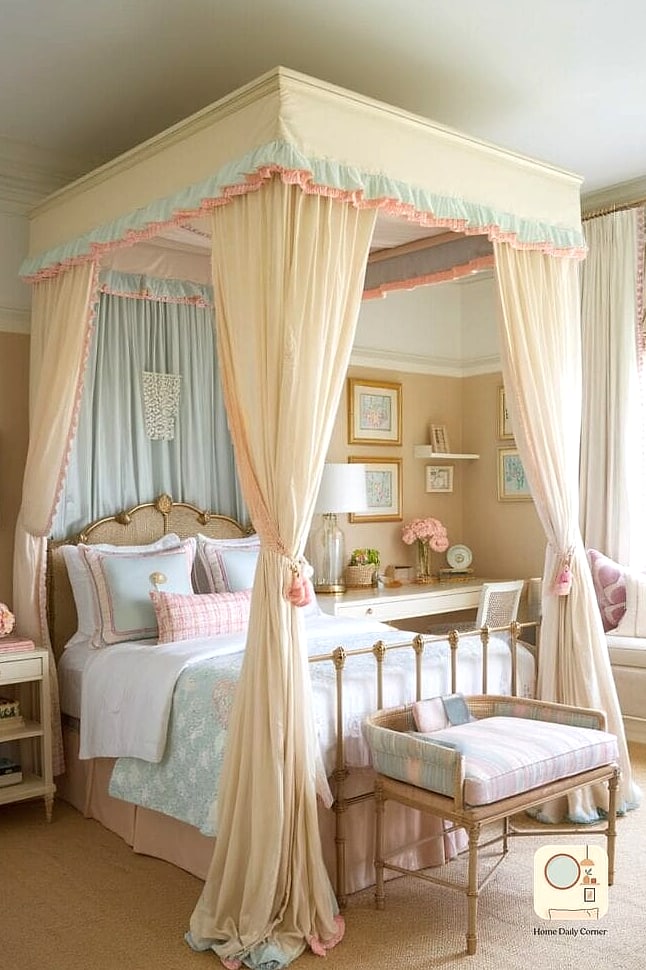 Add a Canopy Bed Frame Without the Fabric