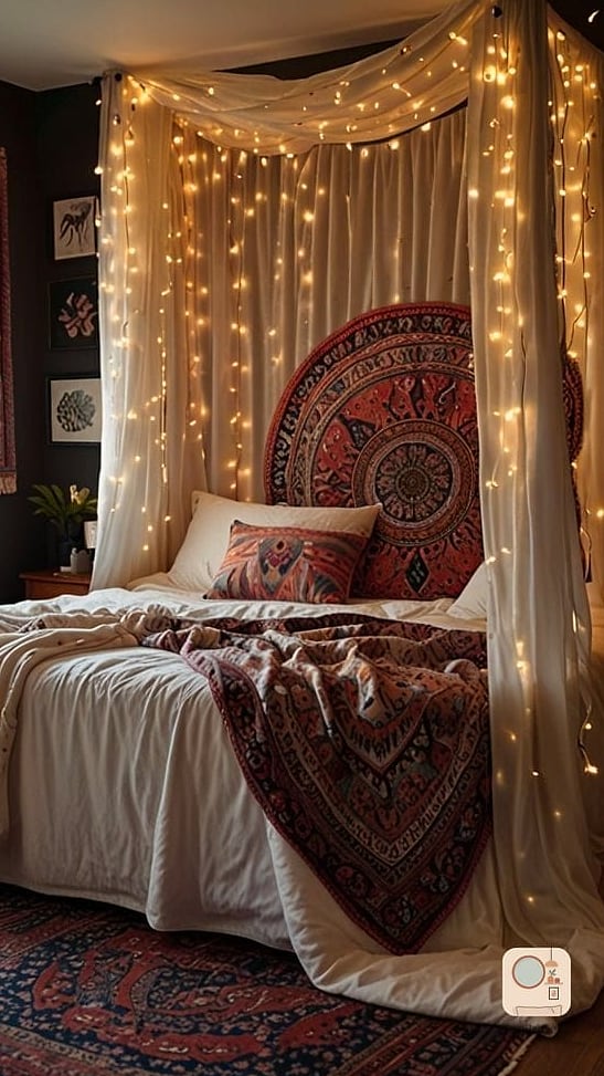 Add a Canopy of Soft Drapery Behind the Bed