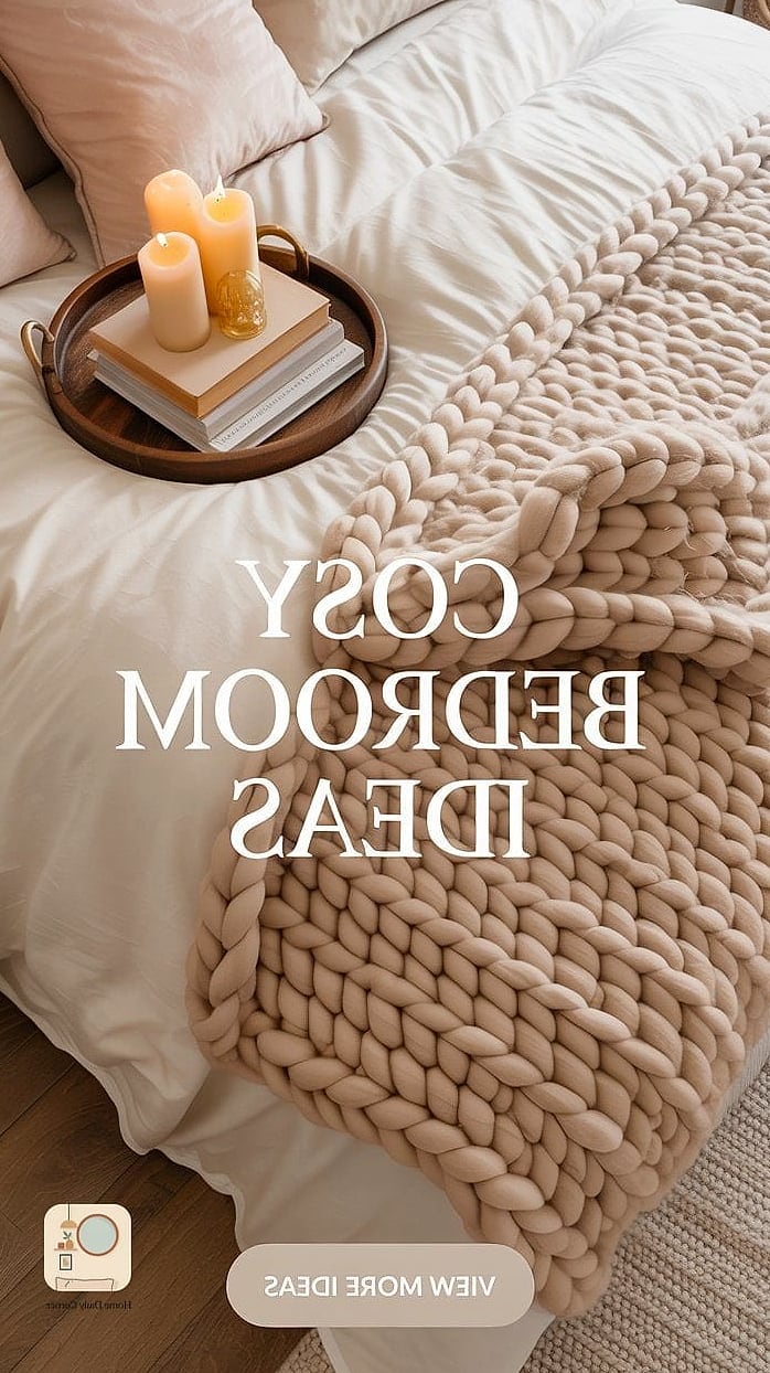 21 Warm Bedroom Ideas to Steal From Interior Designers 4 Add a Chunky Knit Throw Blanket