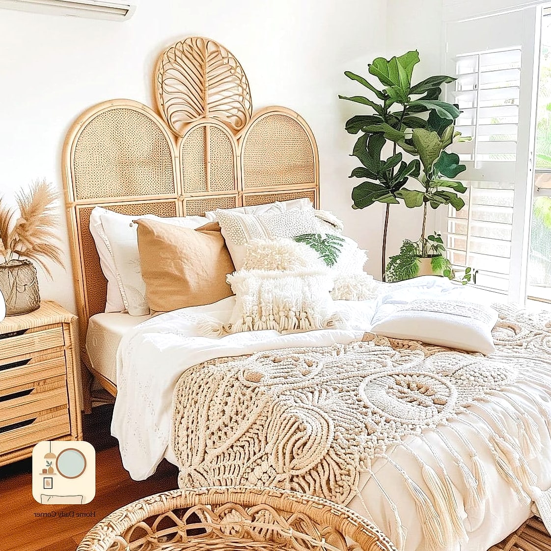 Add a Rattan or Wicker Headboard