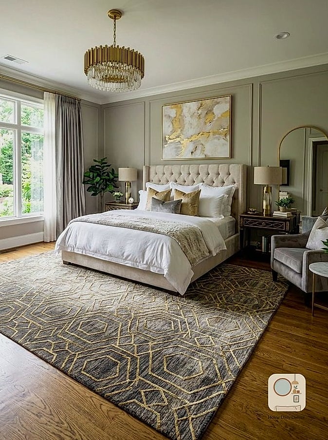 Add a Statement Rug Under the Bed