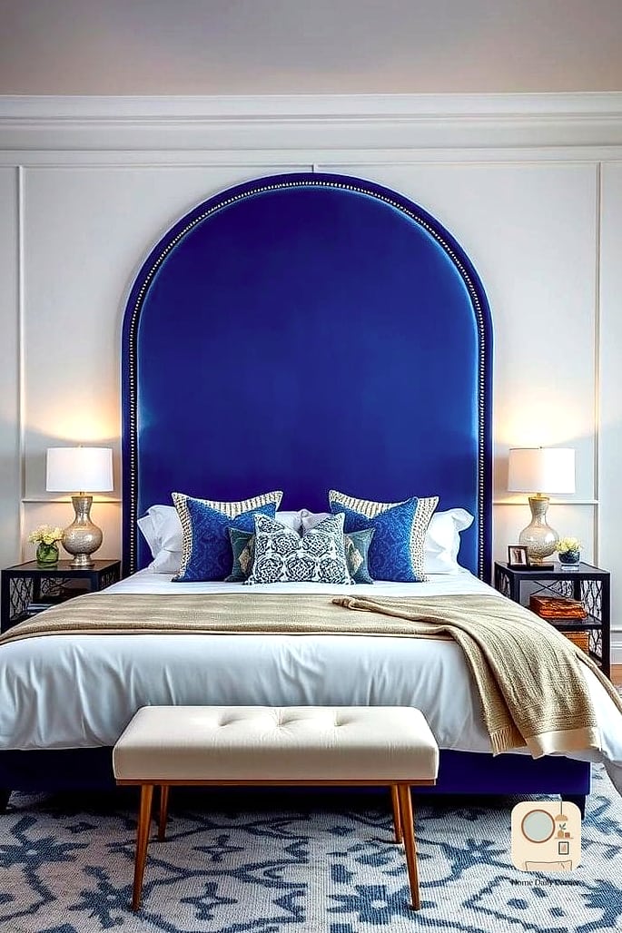 Add a Statement Blue Headboard