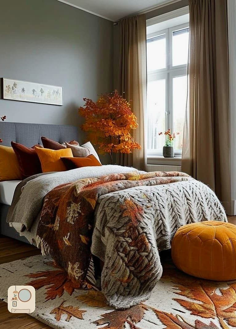 18 Fall Bedroom Decor Concepts That Are Actually Achievable on a Budget 16 Add a Wool Throw Rug by the Bed