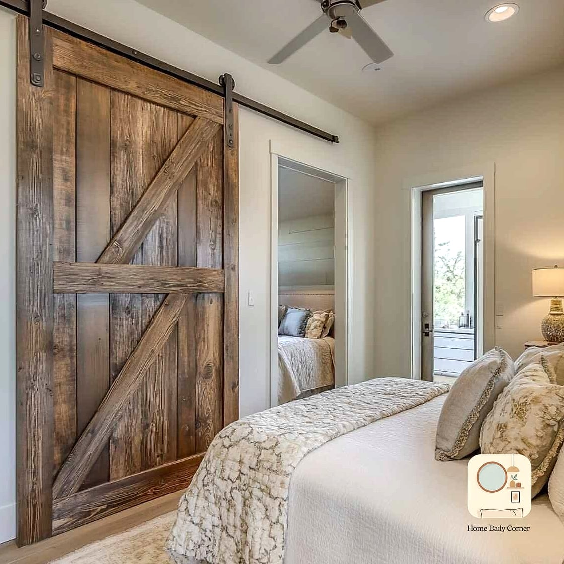 23 Farmhouse Bedroom Ideas Looks We're Obsessed With This Year 11 Barn Door as a Closet Entrance