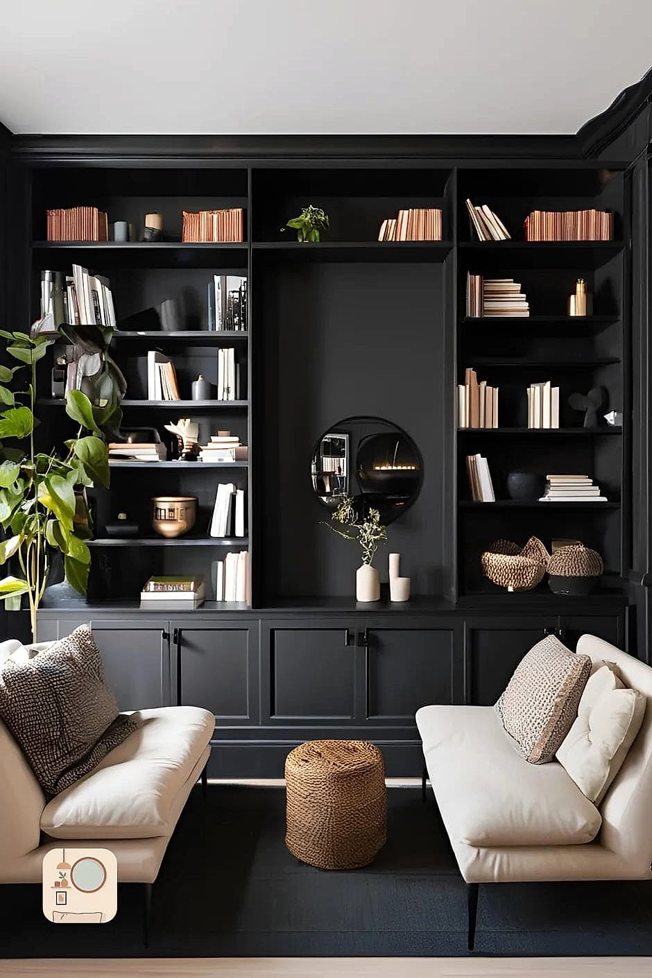Black Built-In Shelving and Storage
