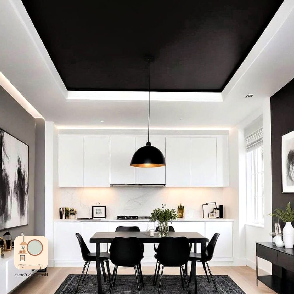 Black Ceiling with White Walls