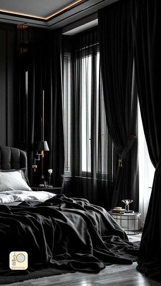 Black Curtains or Drapery