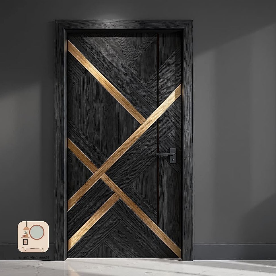 Black Door with Brass Doorknob