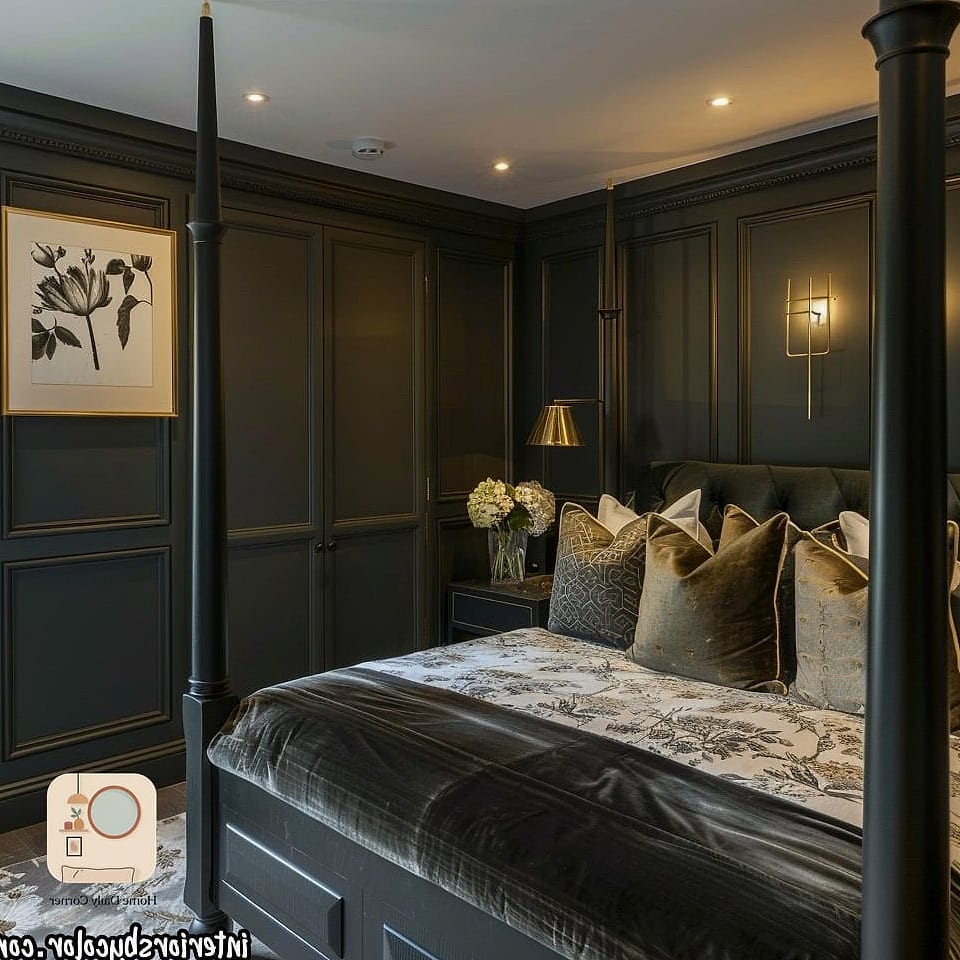 Black Four-Poster or Canopy Bed