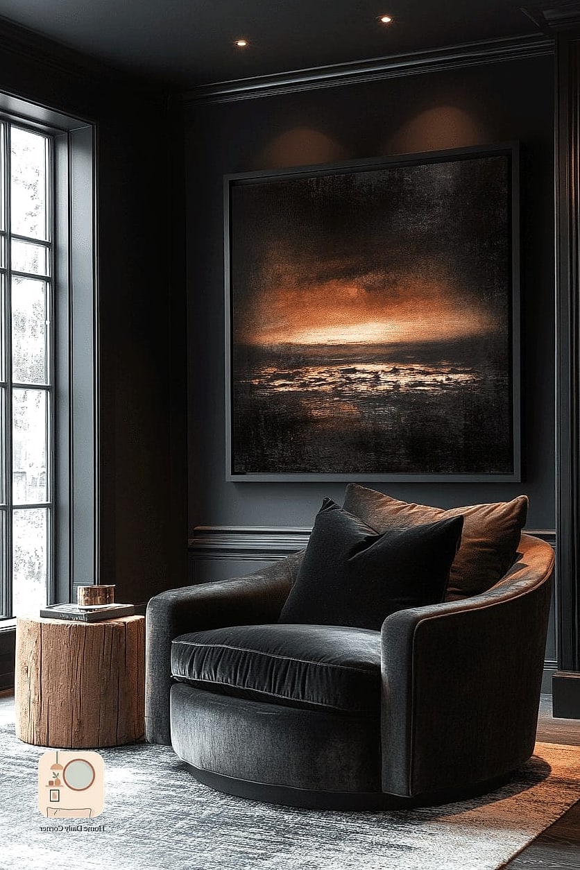 Black Four-Poster Bed as the Centerpiece