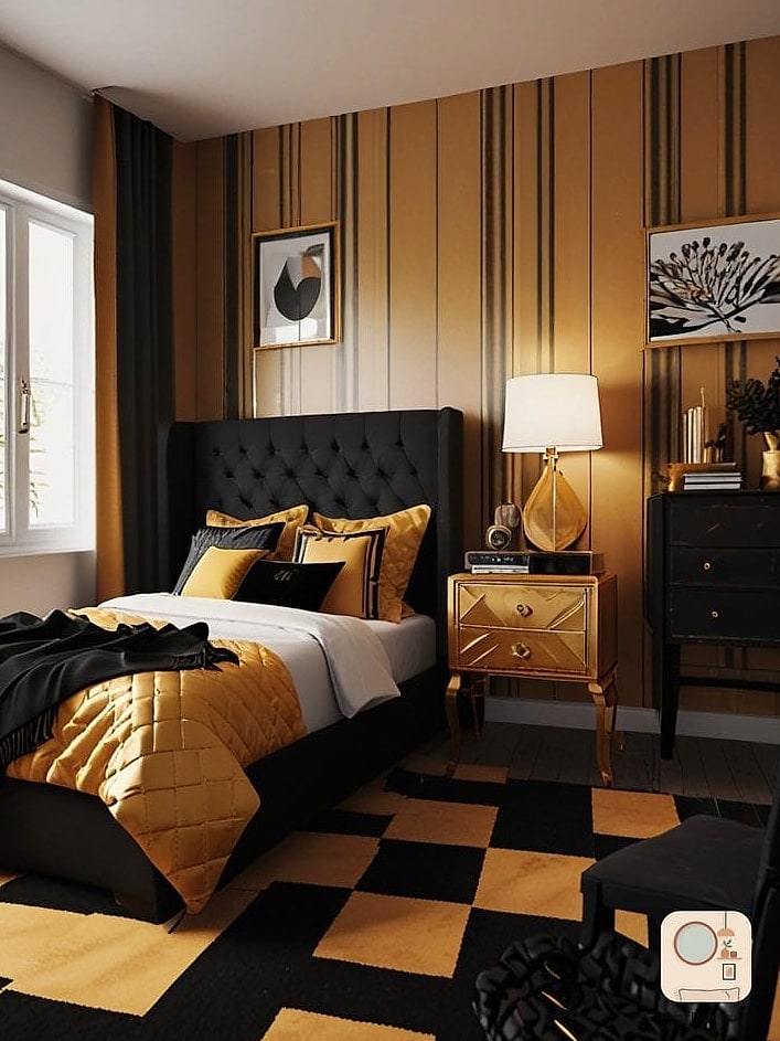 18 Bloxburg Bedroom Ideas Designs You Need to See Right Now 4 Black and Gold Glam Bedroom