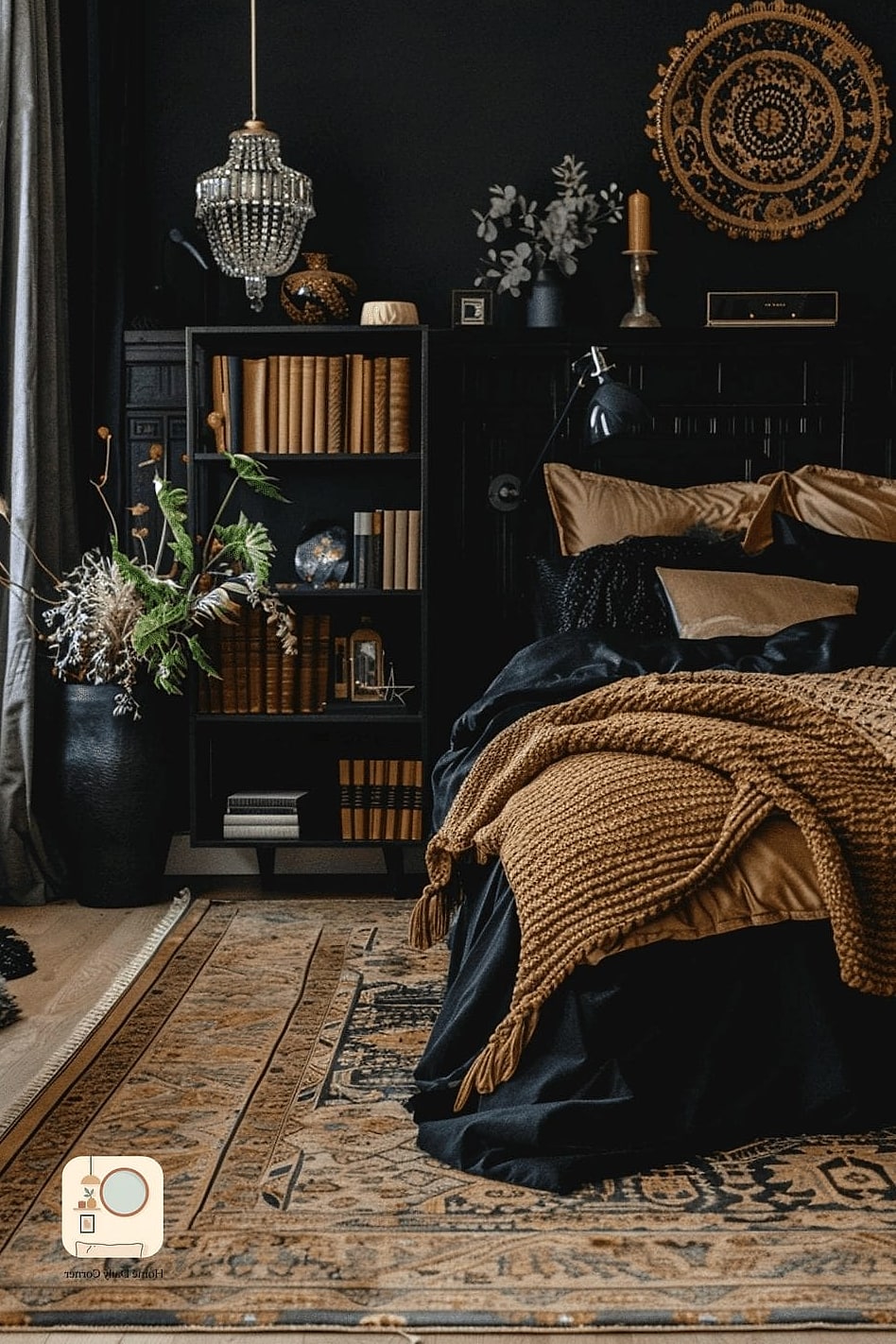 Black and Rust Boho Bedroom