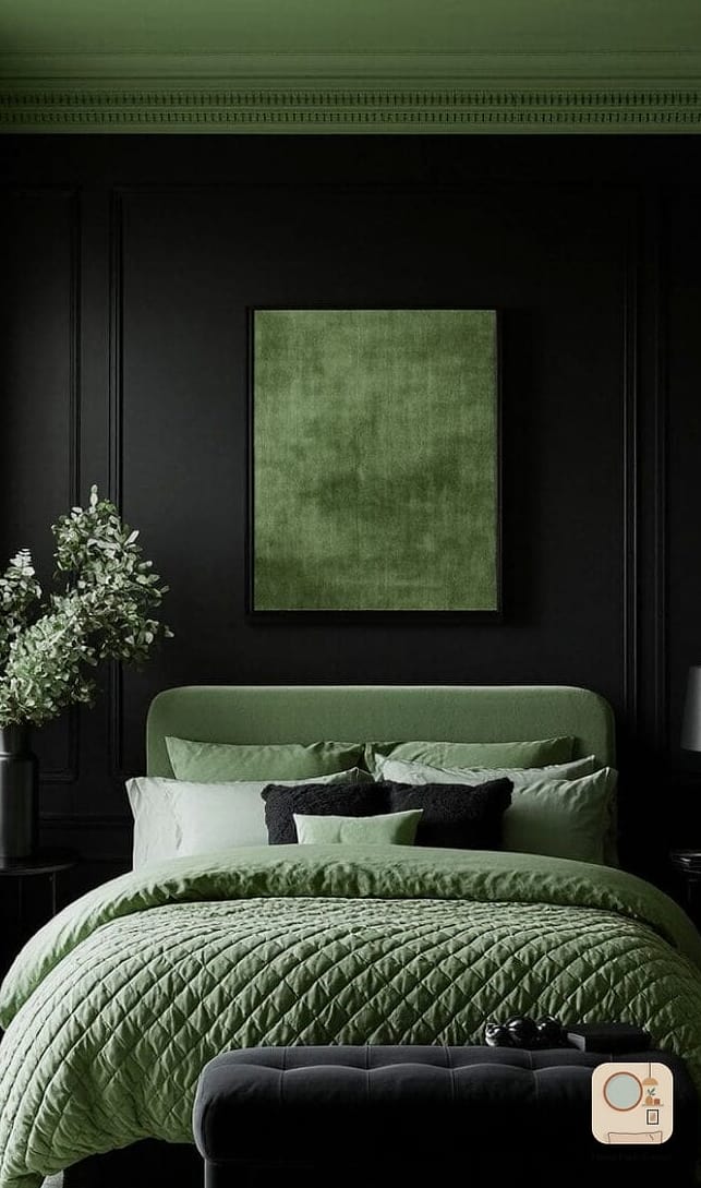 Black and Sage Green Accents