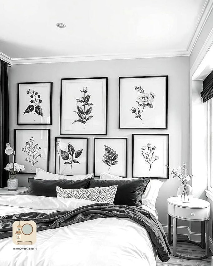 9 Black And White Bedroom Ideas Inspiration Boards You'll Want to Copy 9 Black and White Botanical Prints for Softness
