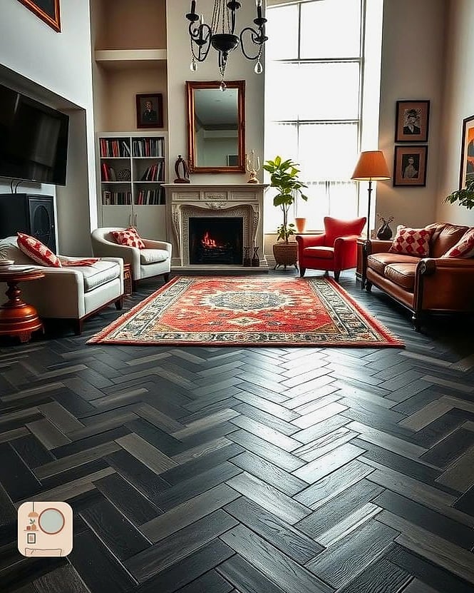 Black and White Herringbone Accent Details