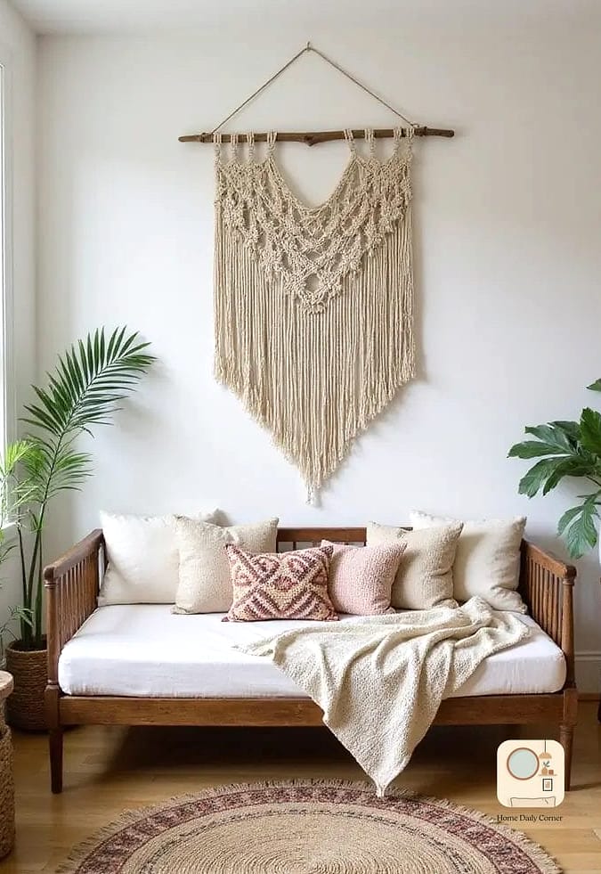 Bohemian Layered Day Bed with Macrame Accents