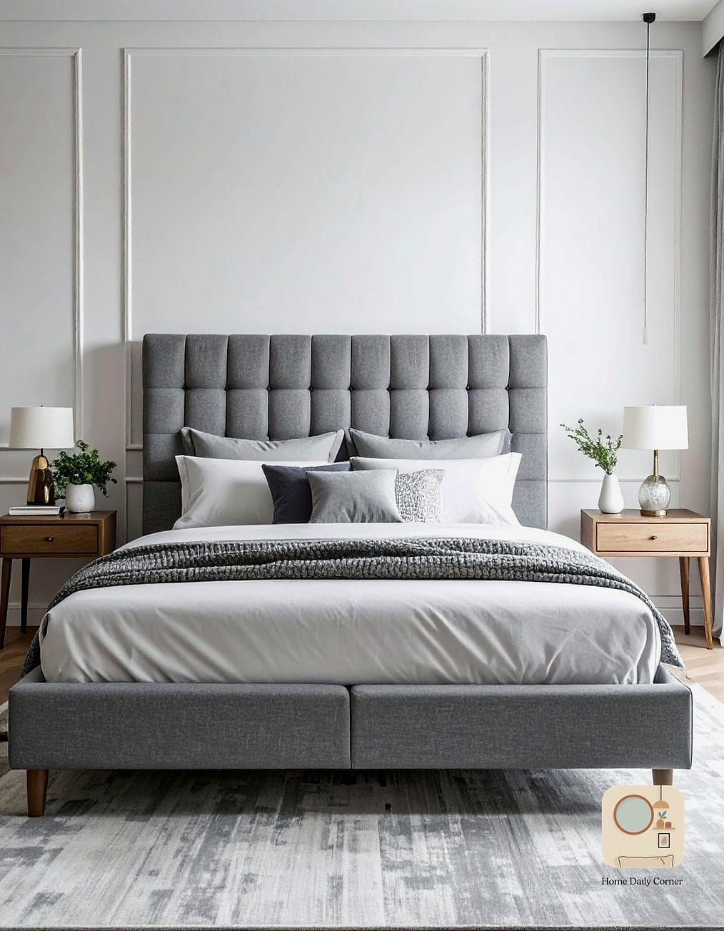 7 Grey Headboard Bedroom Ideas Decor Ideas That Are Trending on Pinterest 3 Boucle Grey Headboard for Texture