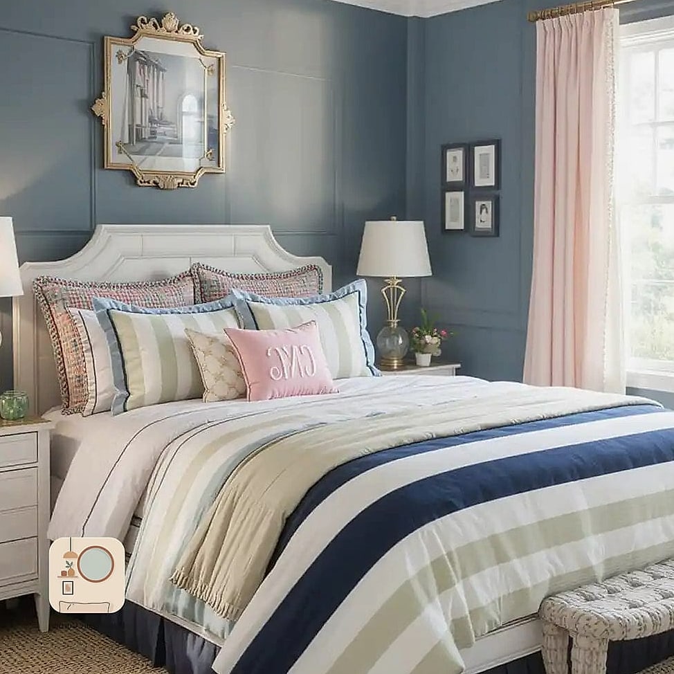 Bring in a Striped Rug in Navy and White