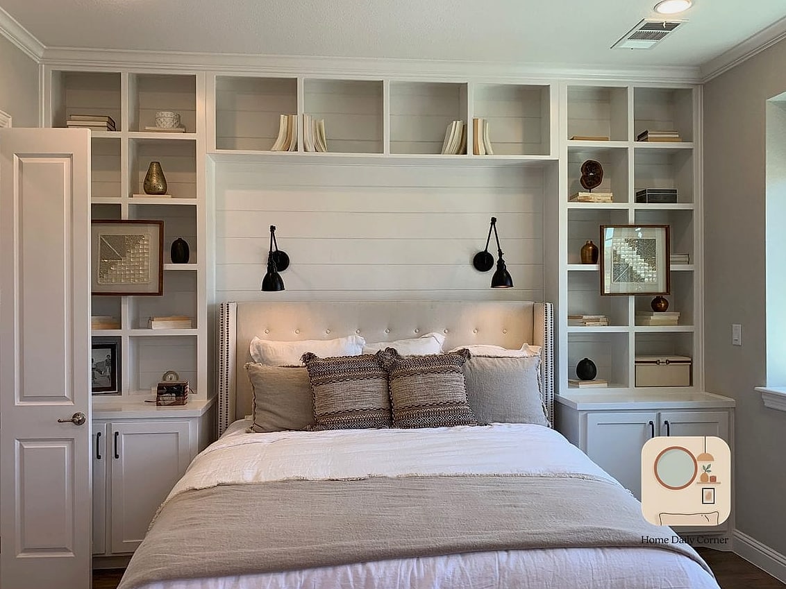 Built-In Storage Around the Bed