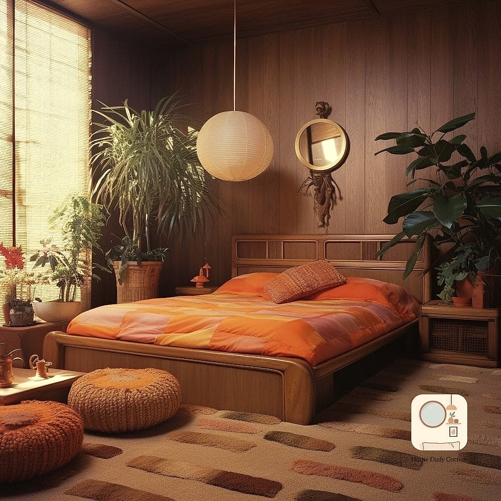 15 70S Bedroom Designs That Maximize Style and Function 12 Built-In Wood Shelving and Storage