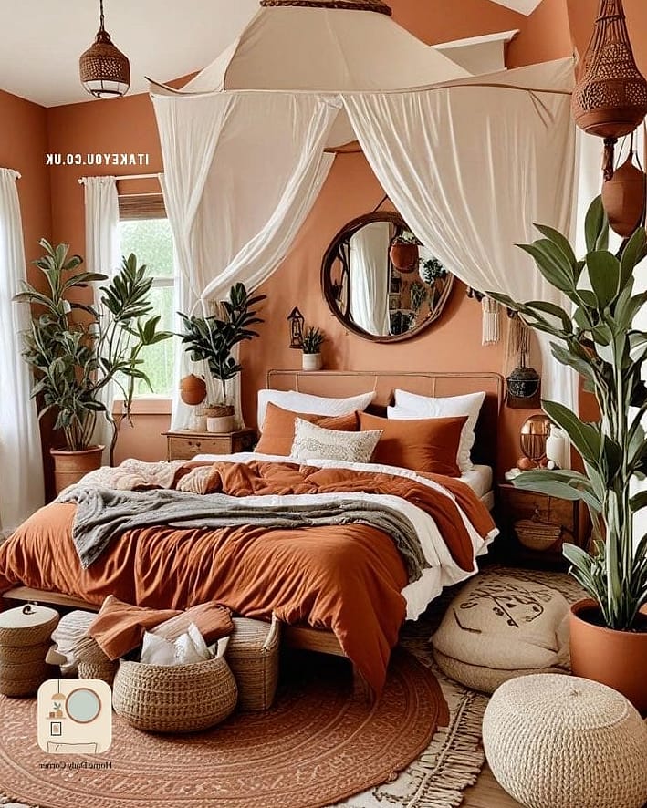 22 Beautiful Bohemian Bedroom Decor Inspiration Photos Worth Saving 22 Ceramic and Terracotta Accents on Surfaces