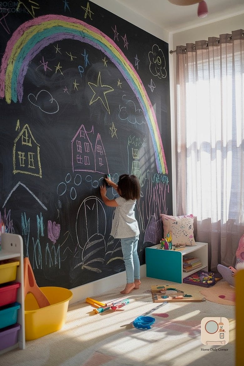 16 Kids Bedroom Decor Ideas From Homes We Absolutely Love 11 Chalkboard or Whiteboard Paint on One Wall