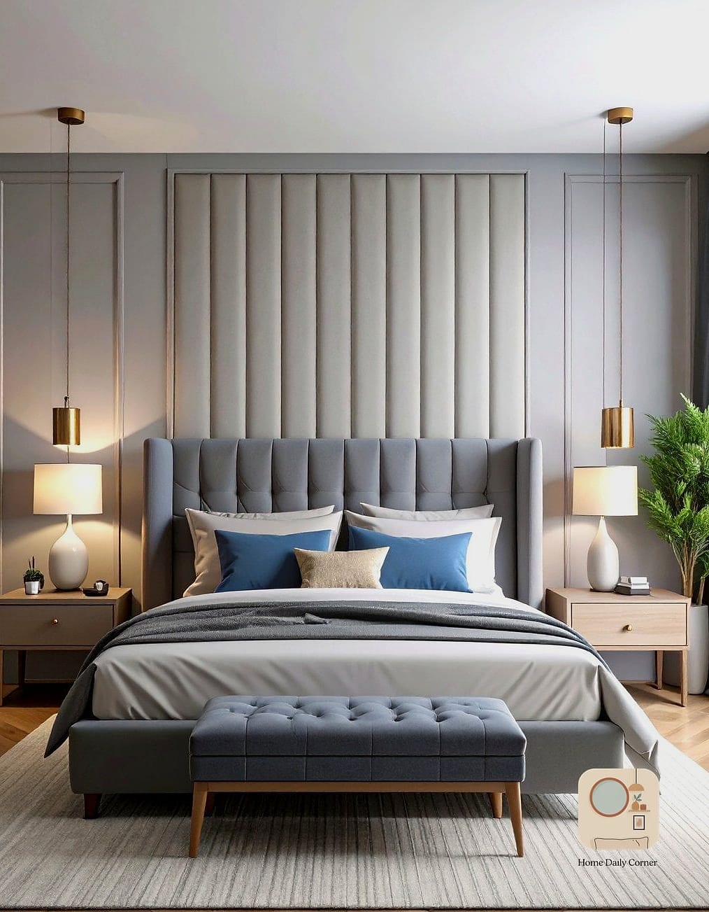 7 Grey Headboard Bedroom Ideas Decor Ideas That Are Trending on Pinterest 2 Channel-Tufted Velvet Grey Headboard