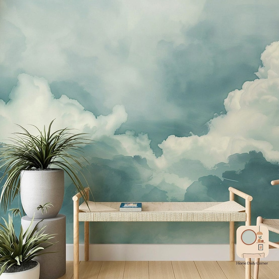 10 Creative Wall Painting Ideas Bedroom Unique Ideas You Haven't Seen Before 6 A Cloud Mural in Muted Tones