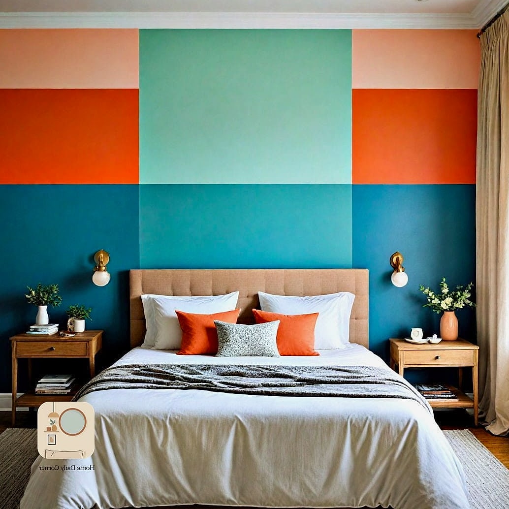 20 Eclectic Bedroom Looks We're Obsessed With This Year 17 Color-Blocked Accent Wall