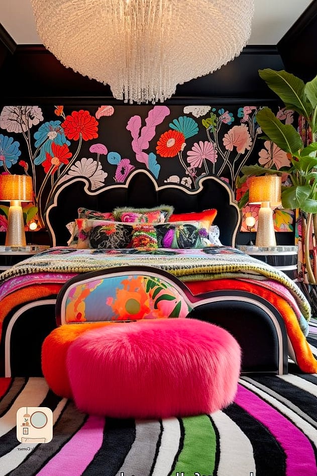 Colorful Maximalist Gallery Wall Living Room