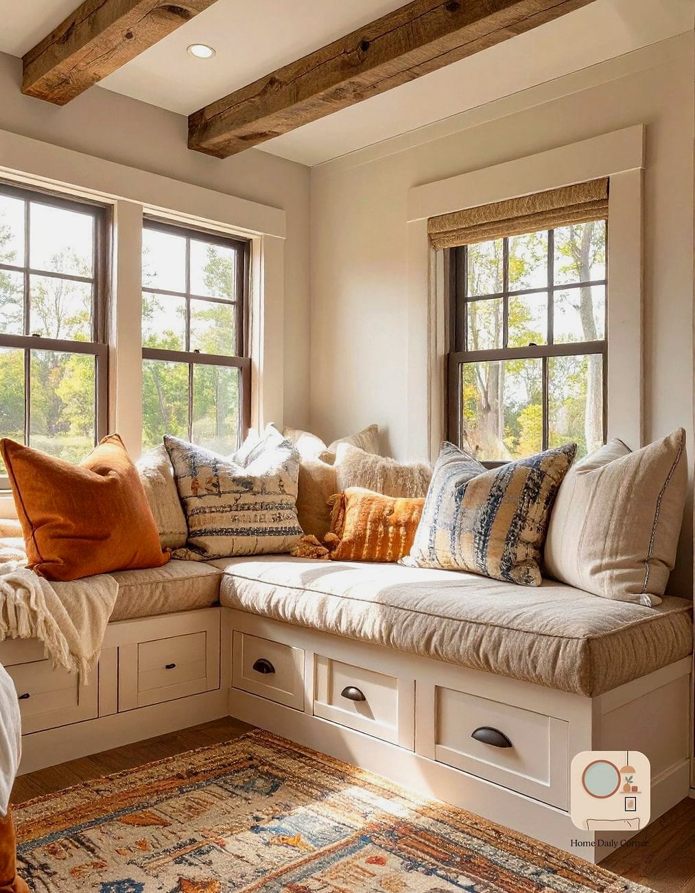 23 Farmhouse Bedroom Ideas Looks We're Obsessed With This Year 22 Cozy Window Seat with Storage