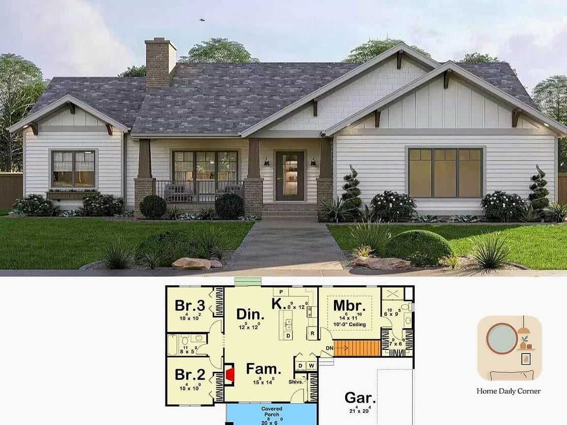 14 2 Bedroom House Plans Ideas From Homes We Absolutely Love 6 Craftsman-Style Home with a Covered Entry