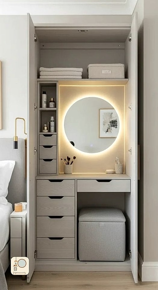 Cupboard with Integrated Vanity Station