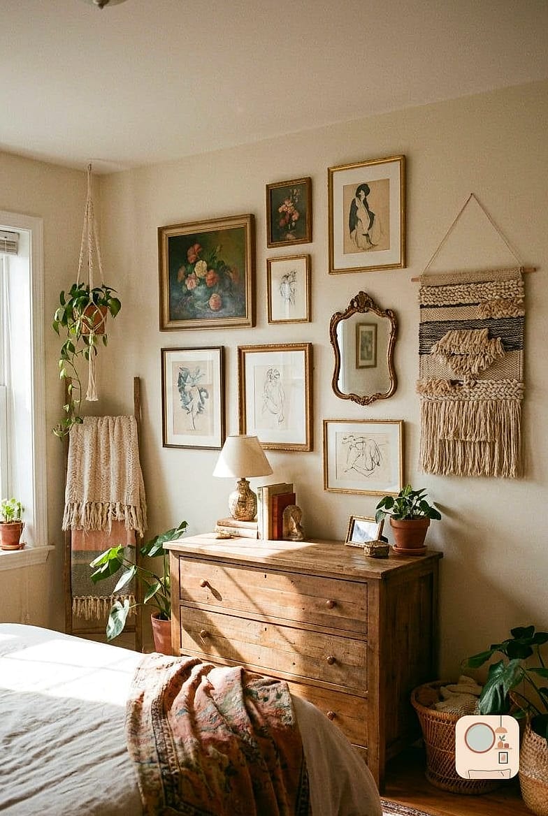 A Curated Gallery Wall Above the Headboard