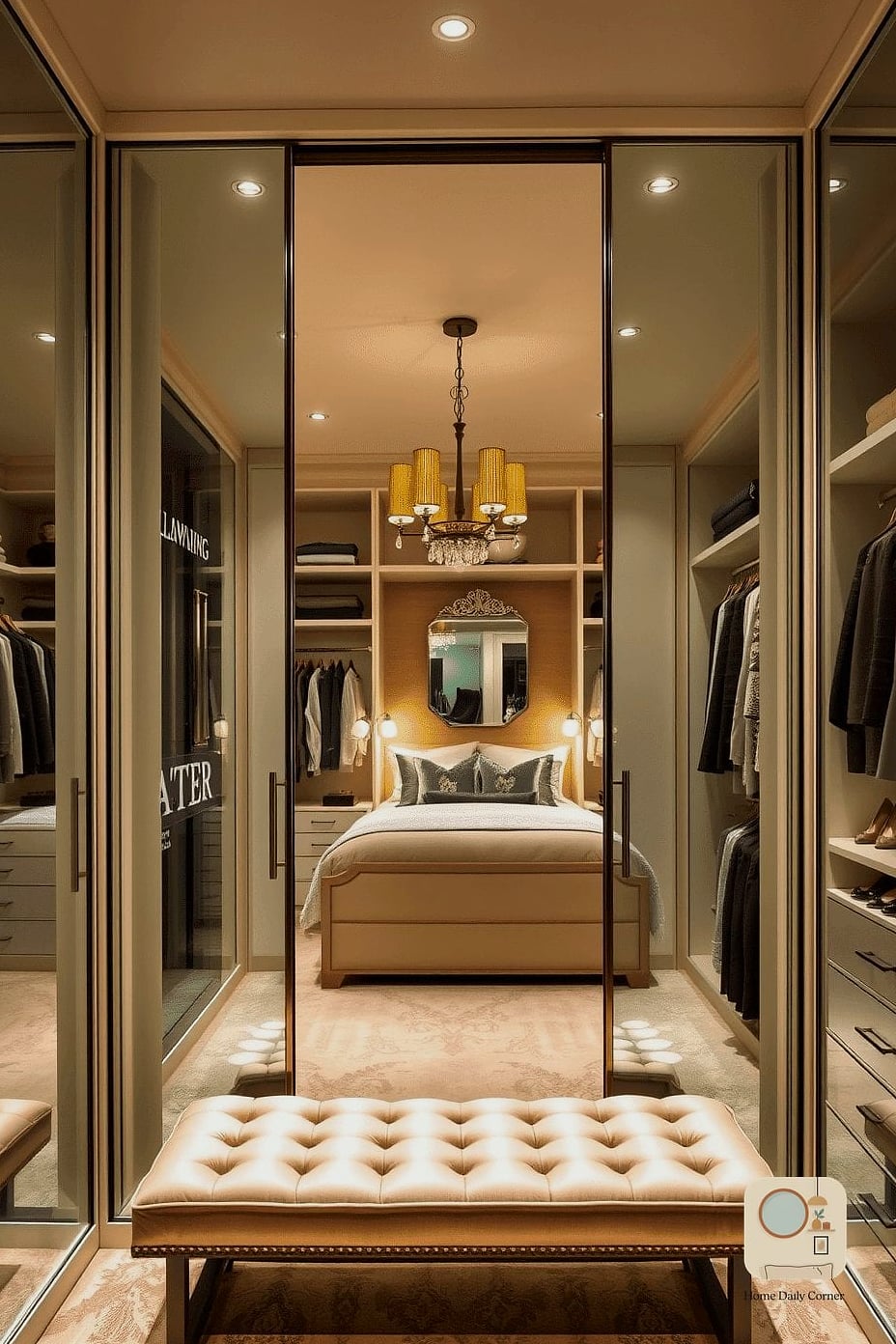 Custom Closet System Visible Through Glass Doors