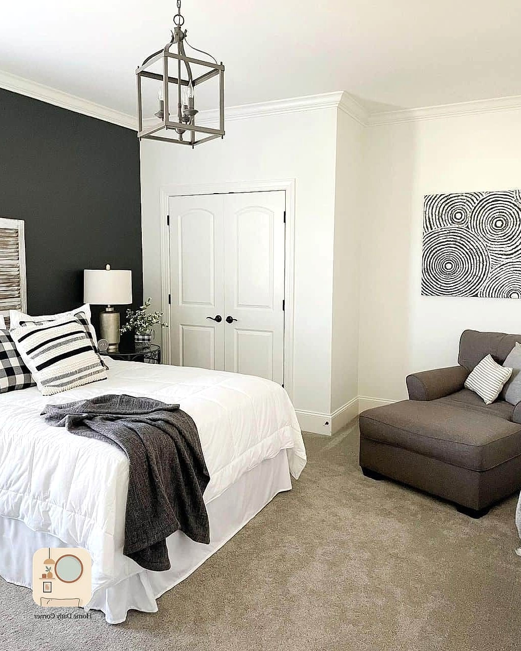 17 White Room Decor Bedroom Before and After Transformations to Inspire 3 Dark Accent Wall Goes All White