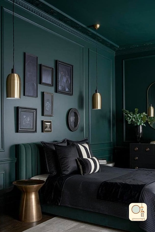 15 Green Bedroom Ideas Before and After Transformations to Inspire 13 Dark Green Ceiling for Cozy Drama