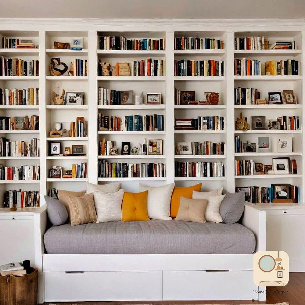 Day Bed with Built-In Bookshelves on Either Side