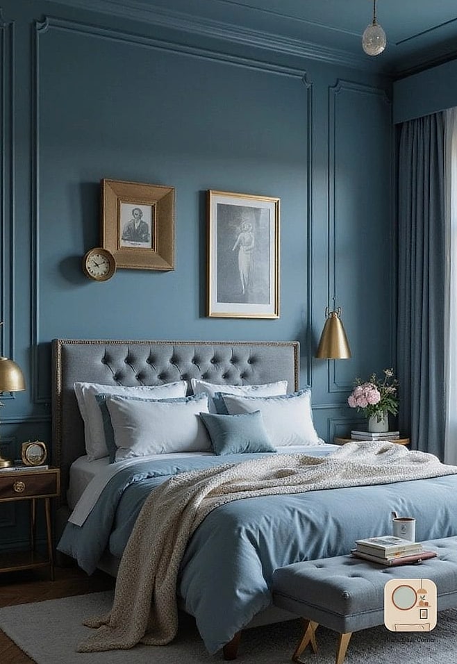 Dusty Blue with White Millwork