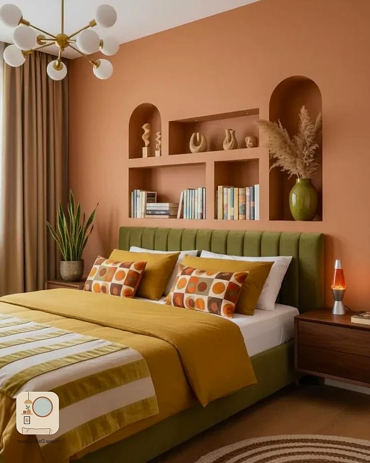 15 70S Bedroom Designs That Maximize Style and Function 3 Earthy Terracotta and Rust Color Palette