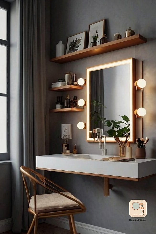 Floating Shelf Vanity Nook