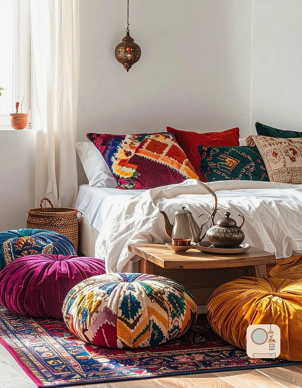 22 Beautiful Bohemian Bedroom Decor Inspiration Photos Worth Saving 6 Floor Cushions and a Low Seating Nook