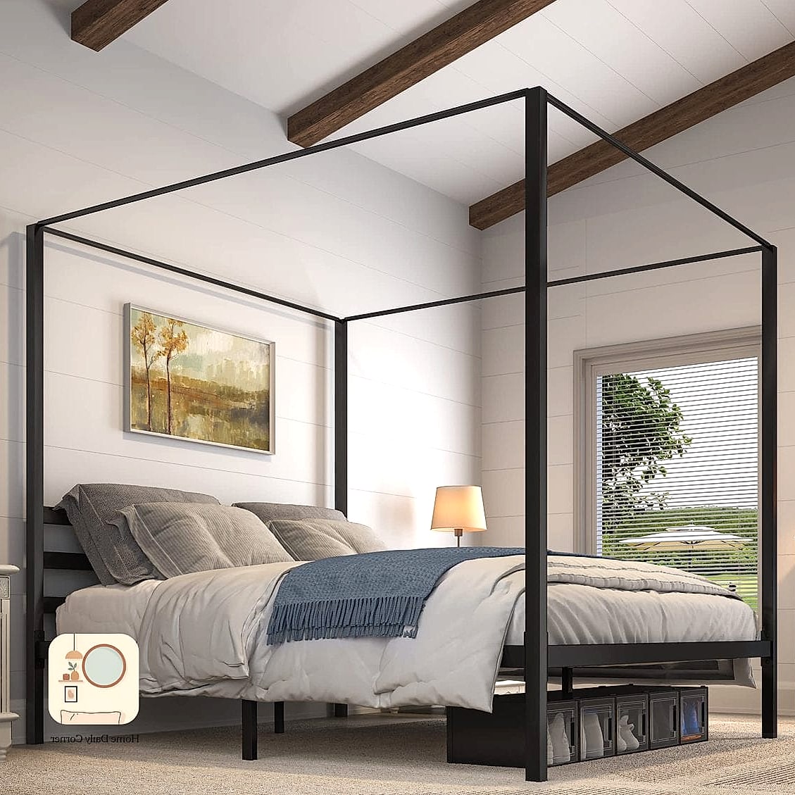 12 Metal Bed Frame Bedroom Ideas Ideas That Are Both Stylish and Practical 4 Four-Poster Metal Frame for Drama