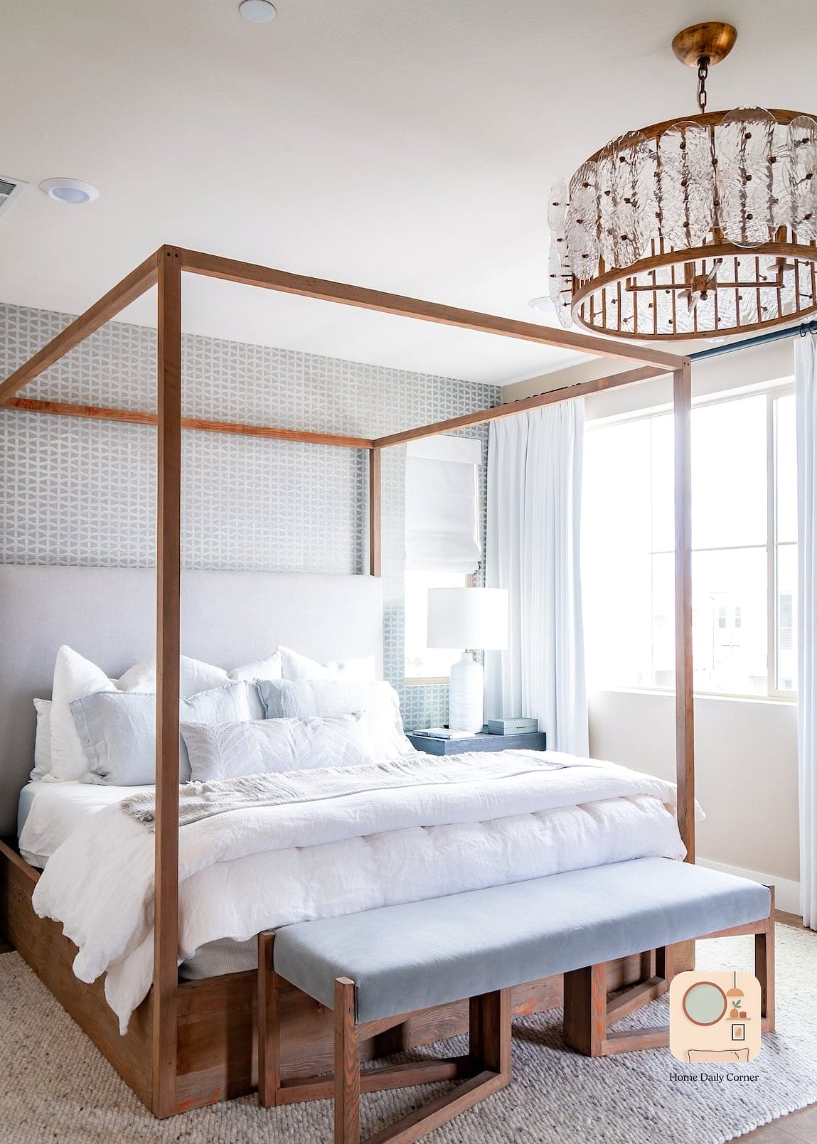 Four-Poster Bed in Natural Wood
