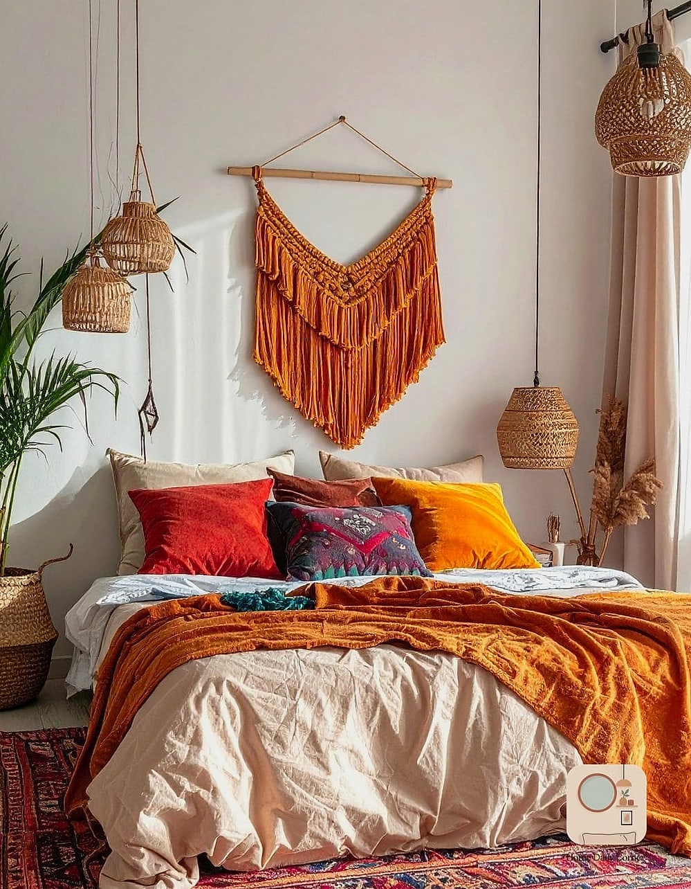 22 Beautiful Bohemian Bedroom Decor Inspiration Photos Worth Saving 19 Fringe and Tassel Details on Textiles