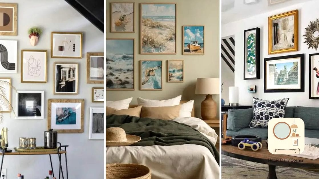 A Gallery Wall of Warm-Toned Art