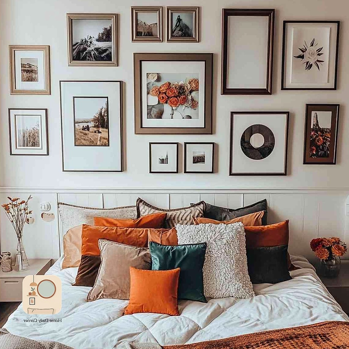 22 Stunning Bedroom Wall Decor Ideas Ideas for Every Budget 2 Gallery Wall of Mixed Frames
