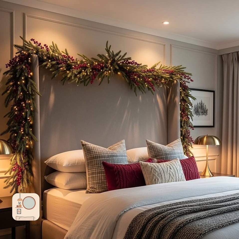 Garland Draped Over the Headboard