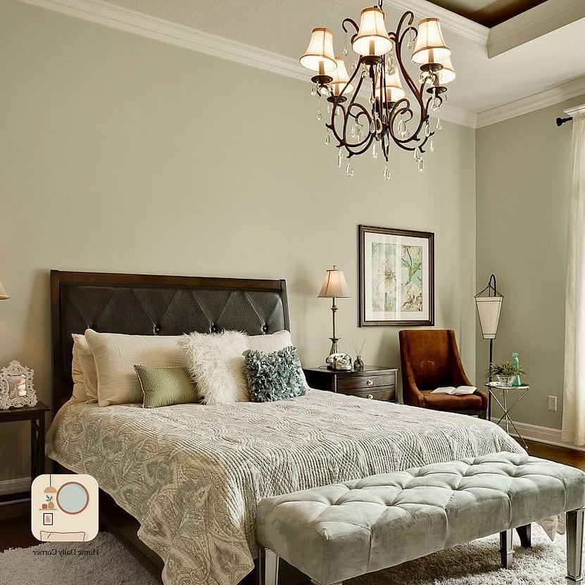 15 Green Bedroom Ideas Before and After Transformations to Inspire 14 Green Accent Rug Under a Neutral Bed Setup