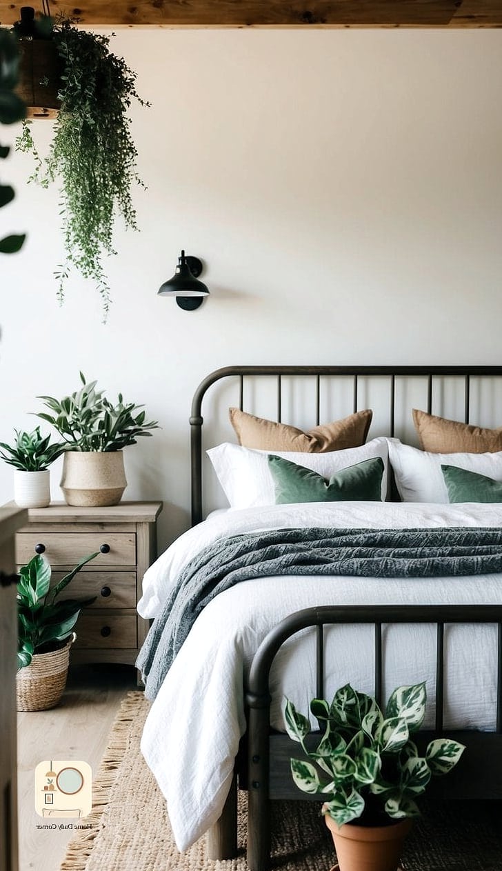 23 Farmhouse Bedroom Ideas Looks We're Obsessed With This Year 24 Greenery and Fresh Florals